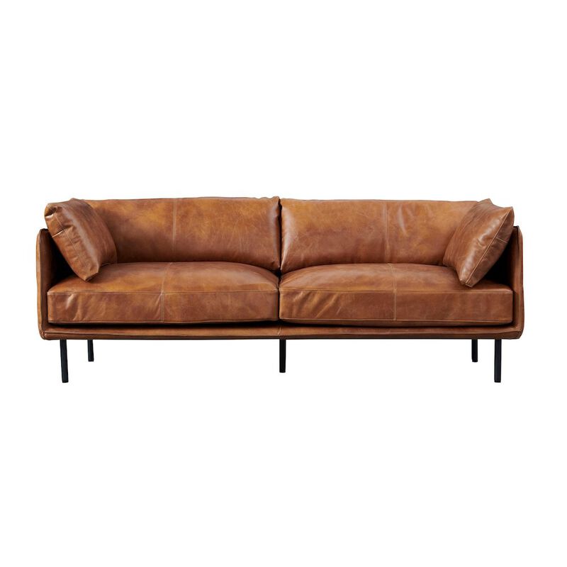 Crafters and Weavers Venezia Industrial Modern Love Seat - Light Brown Leather