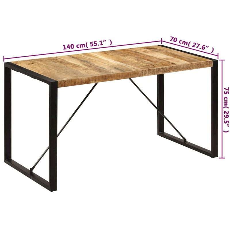 Dining Table Brown and black Solid mango wood, powder-coated steel