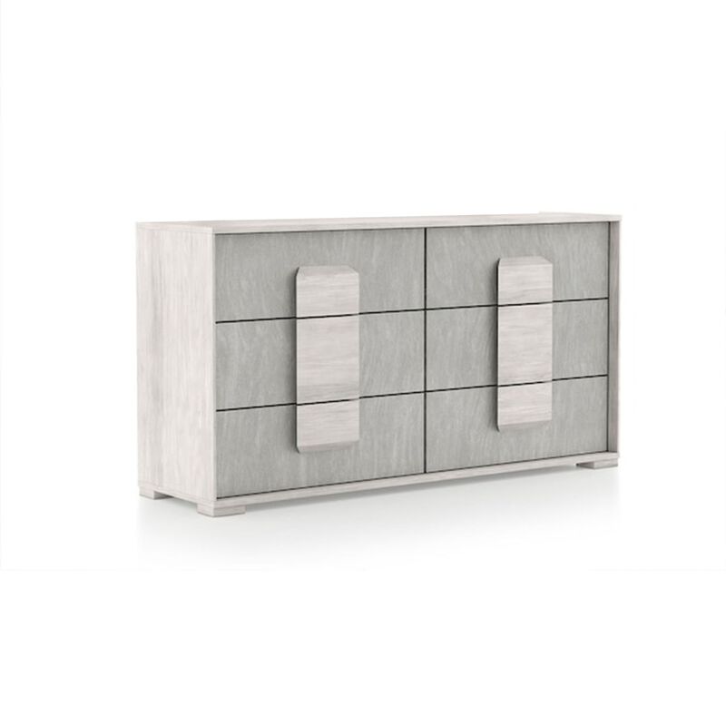 Queen Bedroom Set, White Wash and Stone Gray, 4 Piece Set with Chest, Dresser, and Nightstand image number 3