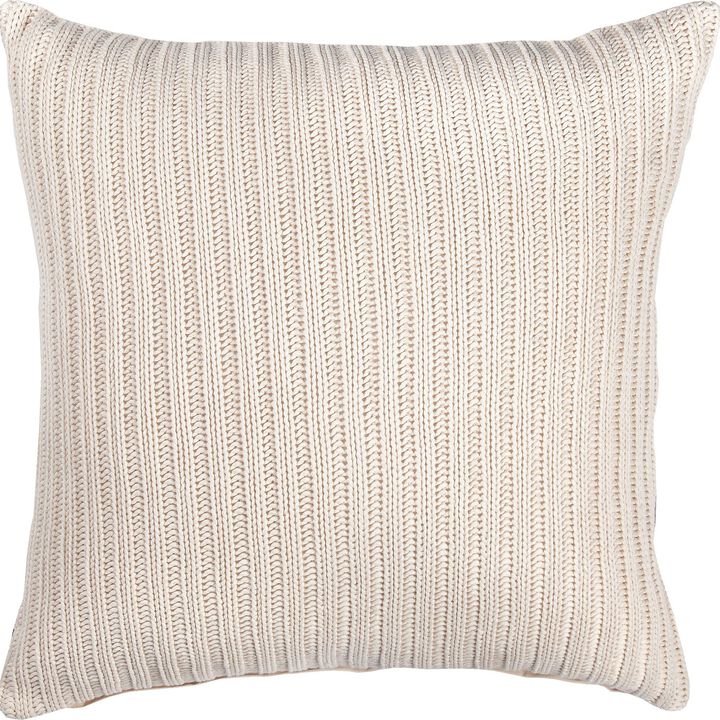 24" White Solid Knitted Square Throw Pillow