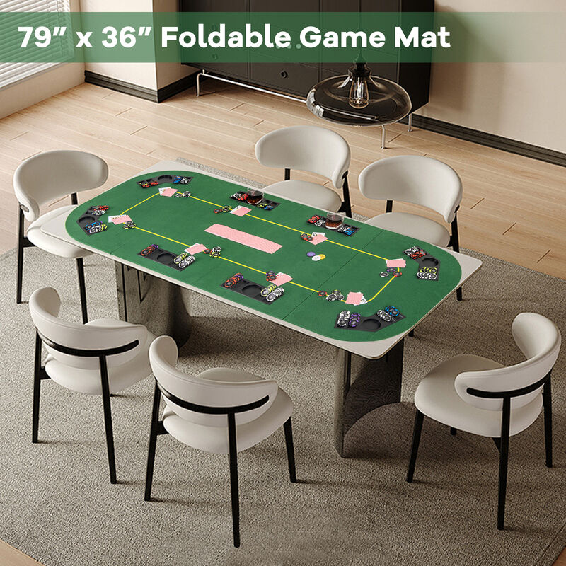 Foldable Poker Table Top for 8 Players with Cup Holders and Carrying Bag image number 1