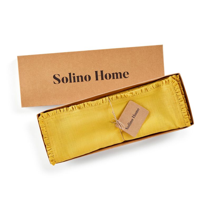Solino Home 100% Pure Linen Placemats 14 x 19 Inch Set of 4 - Juliette Ruffle