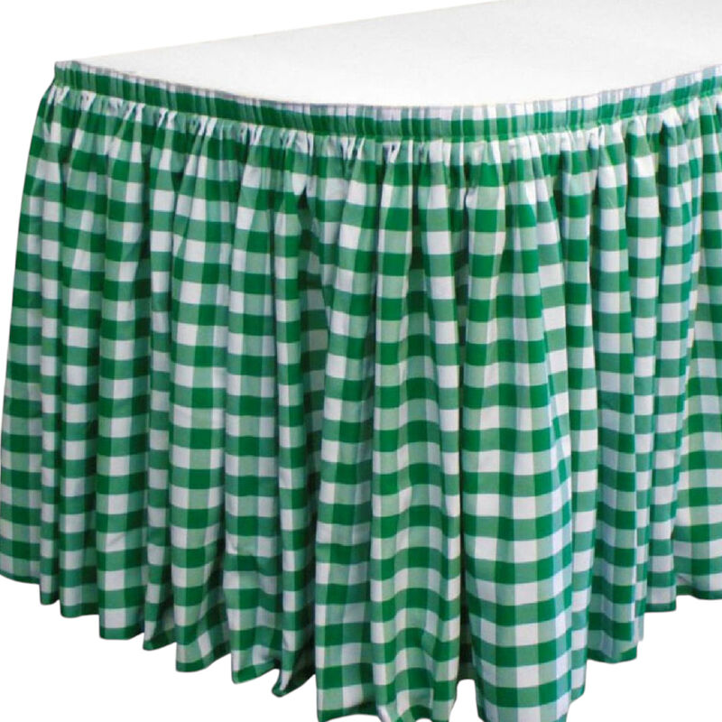 Plaid Checkered Table Skirt with 10 L-Clips for Parties and Banquet Tables image number 1