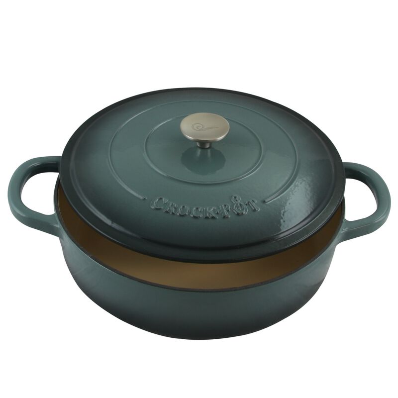 Crock-Pot Artisan Enameled 5 Quart Cast Iron Round Braiser Pan with Self Basting Lid in Slate Grey