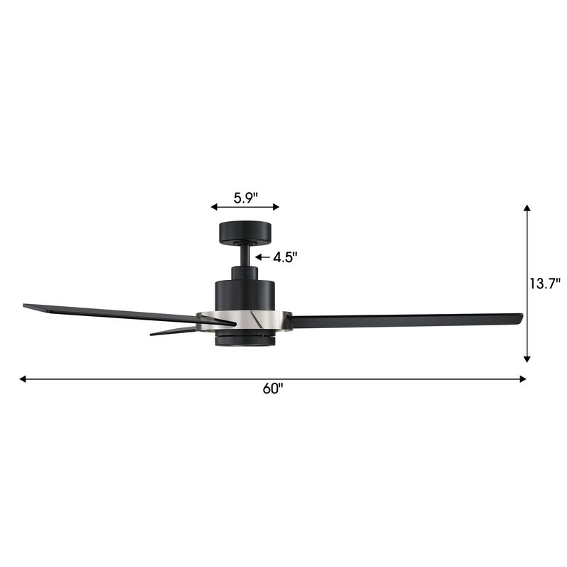 60" Modern Black Reversible DC Motor Dimmable LED Large Ceiling Fan with Light and Remote for Bedroom, Living Room or Office image number 5