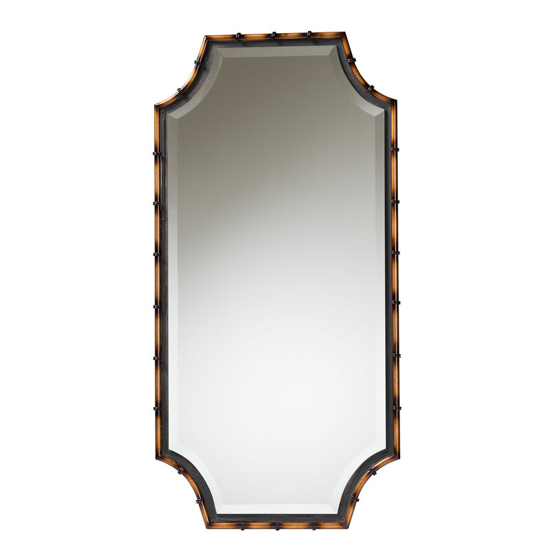 Baxton Studio Lieven Rustic Two-Tone Light Brown and Black Finished Metal Accent Wall Mirror
