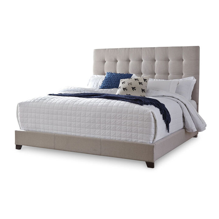 Fiji King Size Platform Bed | Deep Button Tufted Beige Upholstery | Low Profile - Benzara