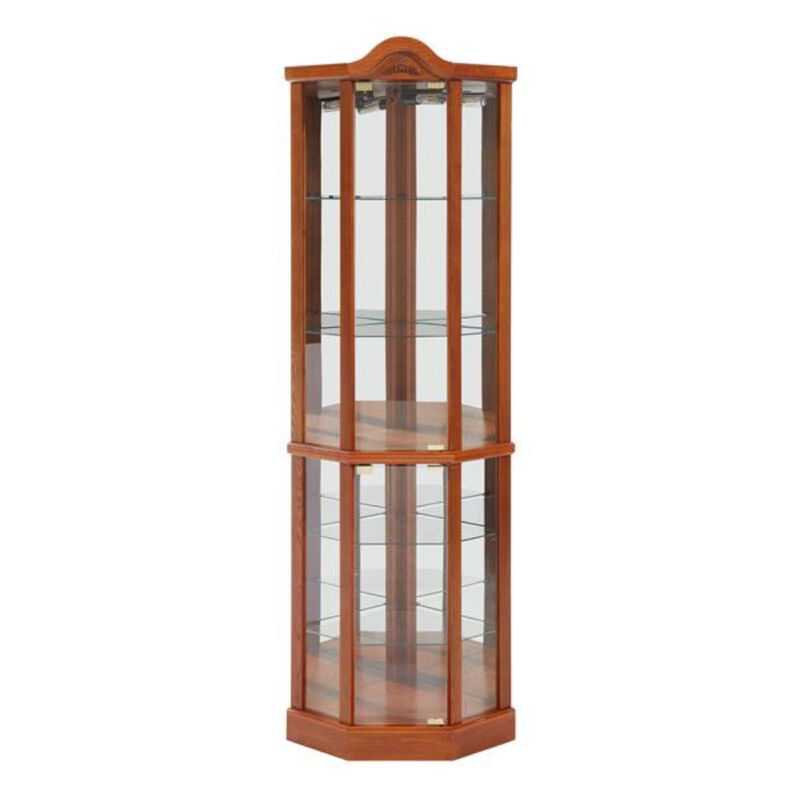 Elegant Glass Curio Cabinet with Lights and Adjustable Shelves