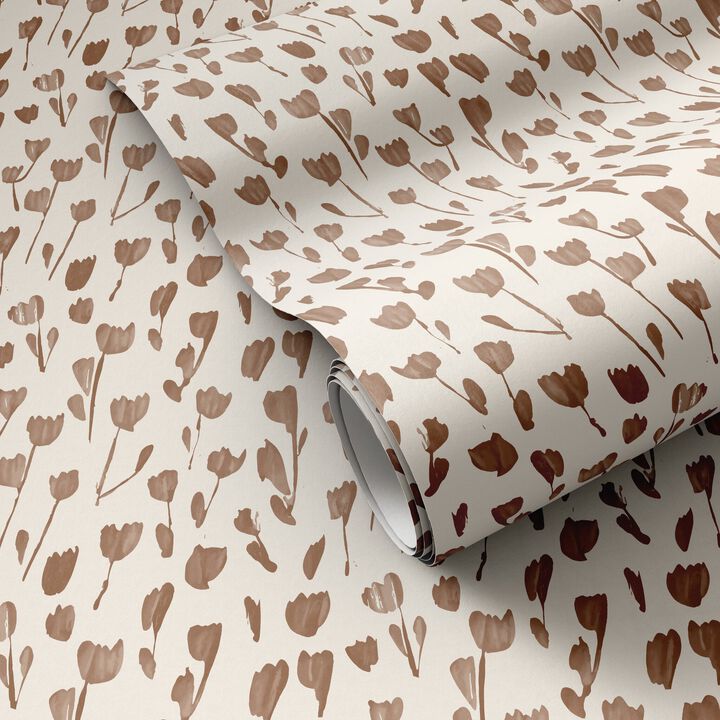 Wild Flowers I Wallpaper by Roseanne Kenny - Wild Flowers I Terracotta I