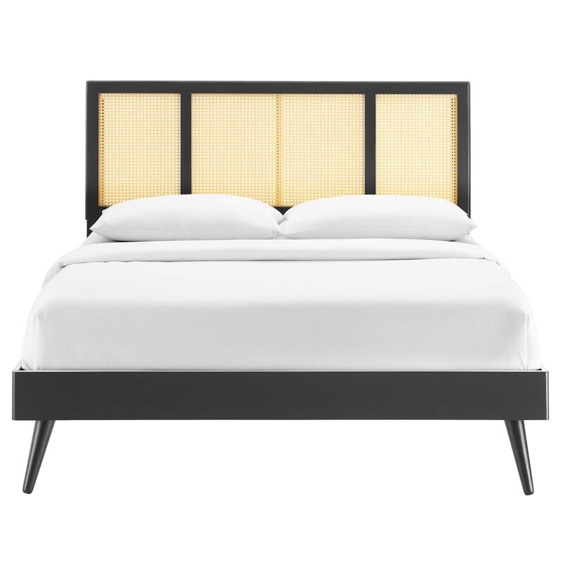 Modway - Kelsea Cane and Wood King Platform Bed with Splayed Legs image number 4