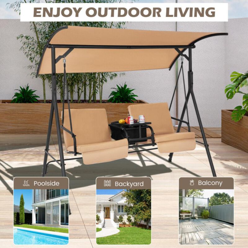 Hivvago Porch Swing Chair with Adjustable Canopy