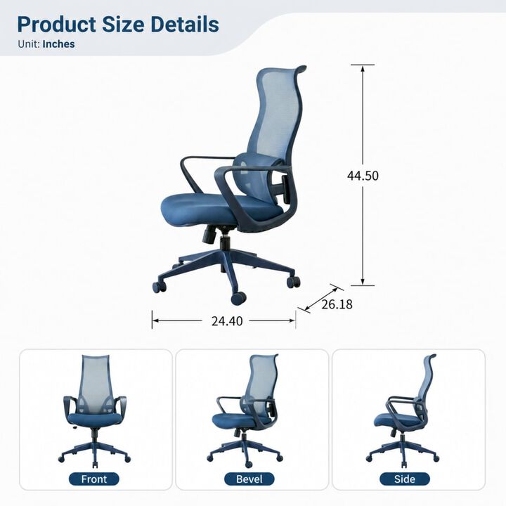 GOODSILO Ergonomic High Back Breathable Mesh Office Chair 350LBS Capacity with Adjustable Lumbar Support Integrated Molded Foam Fireproof Seat Cushion for Home Office
