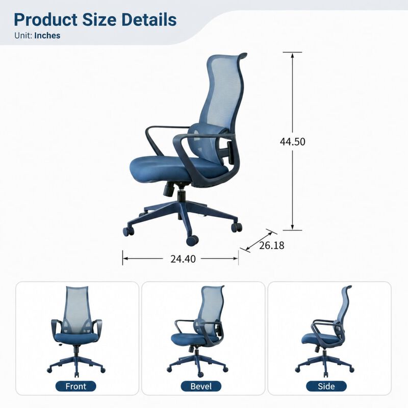 GOODSILO Ergonomic High Back Breathable Mesh Office Chair 350LBS Capacity with Adjustable Lumbar Support Integrated Molded Foam Fireproof Seat Cushion for Home Office image number 1