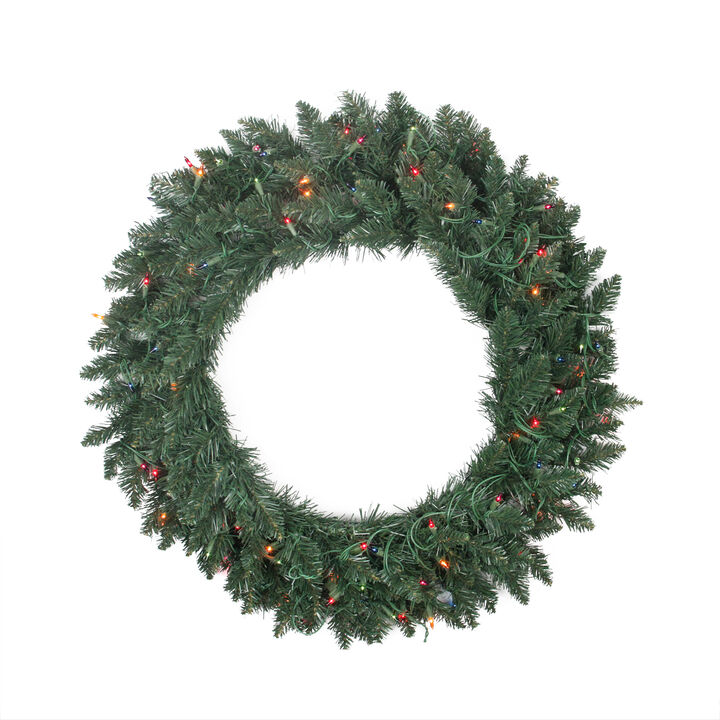 Pre-Lit Traditional Pine Artificial Christmas Wreath - 30-Inch  Multi Lights