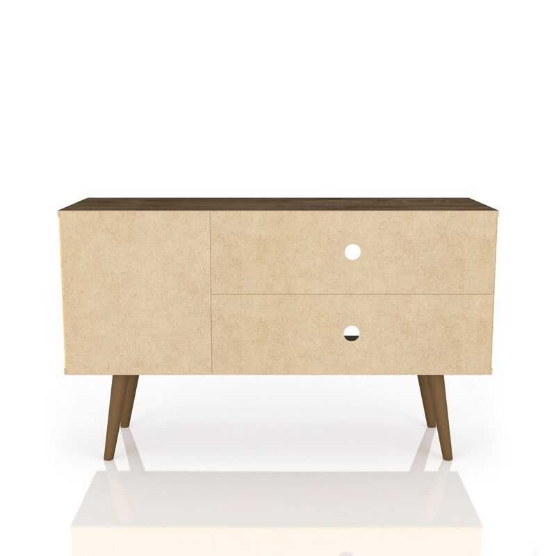 Liberty Small TV Stand in Brown and White