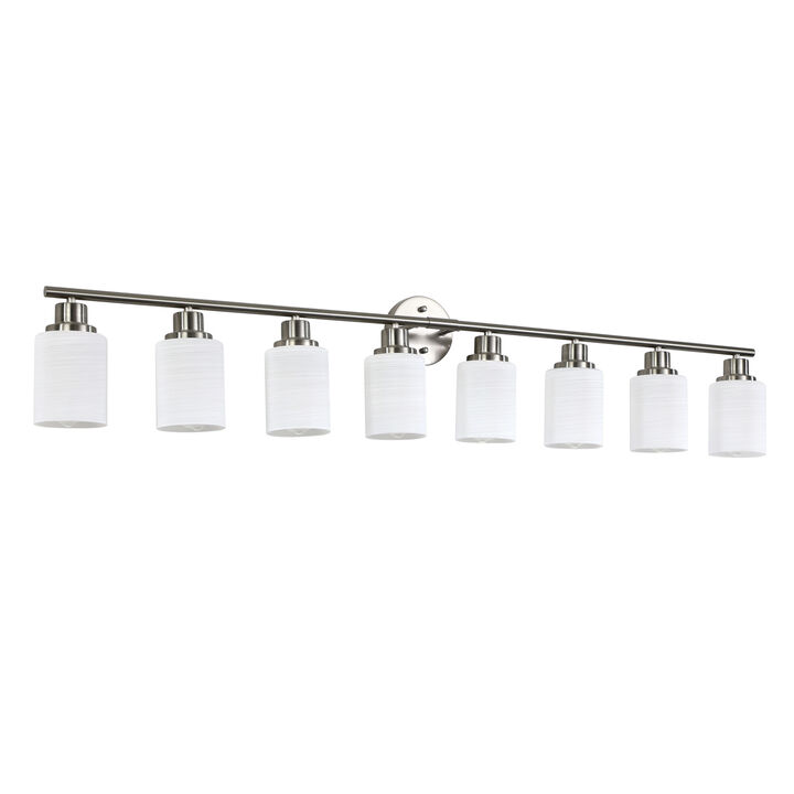 ELEMENT ACE 52 Inch 8-Light Vanity Wall Sconce Hardwired Wall Mounted Lighting Fixture with Frosted Glass Shades for Bathroom Hallway Dressing Room Use
