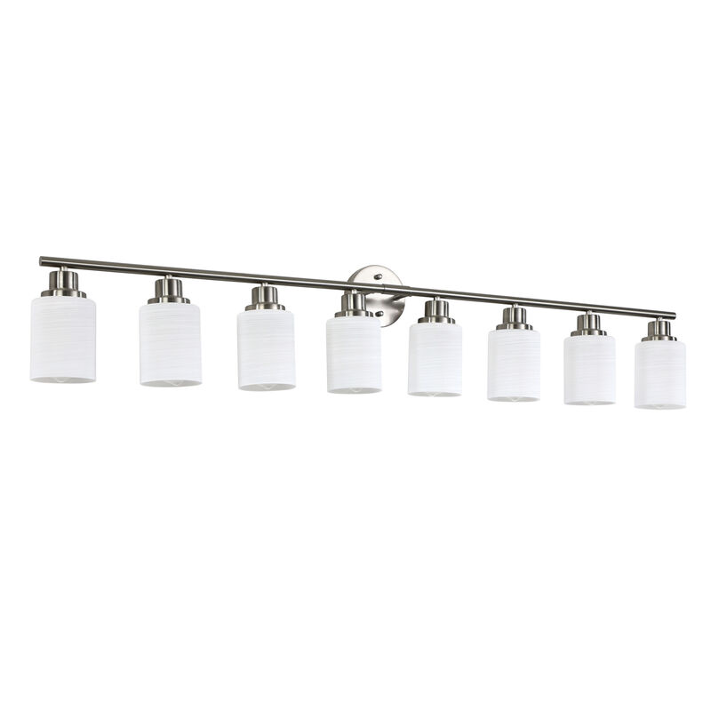 ELEMENT ACE 52 Inch 8-Light Vanity Wall Sconce Hardwired Wall Mounted Lighting Fixture with Frosted Glass Shades for Bathroom Hallway Dressing Room Use image number 0