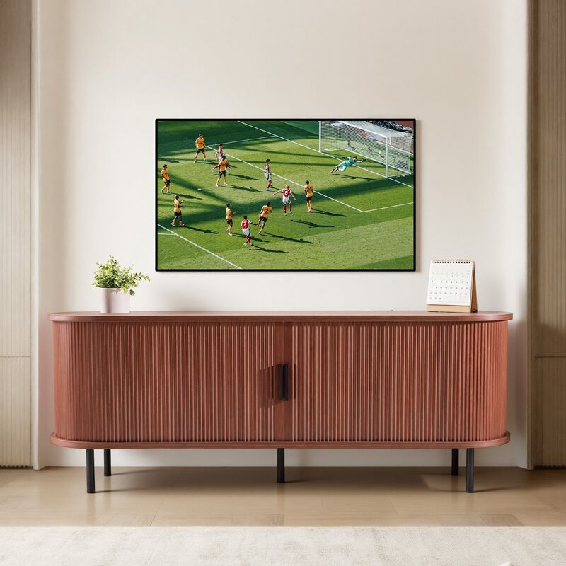 TV Stand for TVs up to 58 Inch with Adjustable Shelves and Sliding Door image number 1