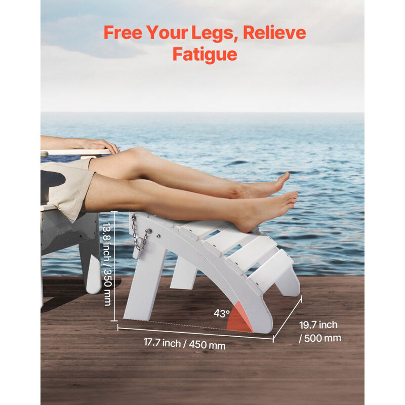 Outdoor Adirondack Ottoman, HDPE Plastic Foot Rest for Porch, Pool & Backyard - White image number 4