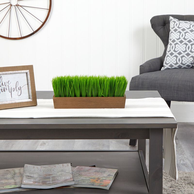 Hivvago 12" Grass Artificial Plant in Decorative Planter