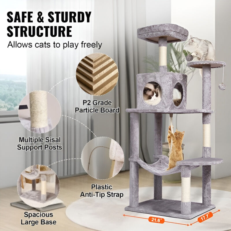 Multi-Level Cat Tower with Cat Condos and Sisal Posts for Scratching and Climbing