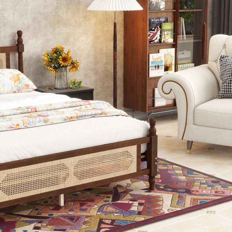 Fekvif Queen Pine wooden Bed image number 3