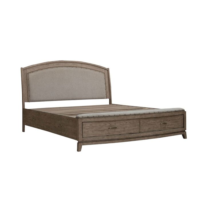 Liberty Furniture Avalon King Upholstered Storage Bed Frame with Footboard Drawer