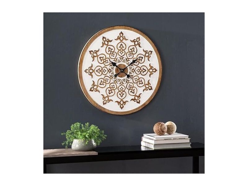 Moravelle Transitional White Finish Wall Clock Living Room Decor image number 3