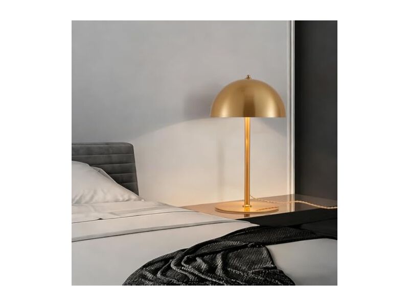 Modern Mid Century Metal Mushroom Lamp For Living Room Bedroom Nightstand Gold image number 2