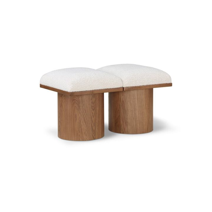 Meridian Furniture Pavilion Cream Boucle Fabric Bench