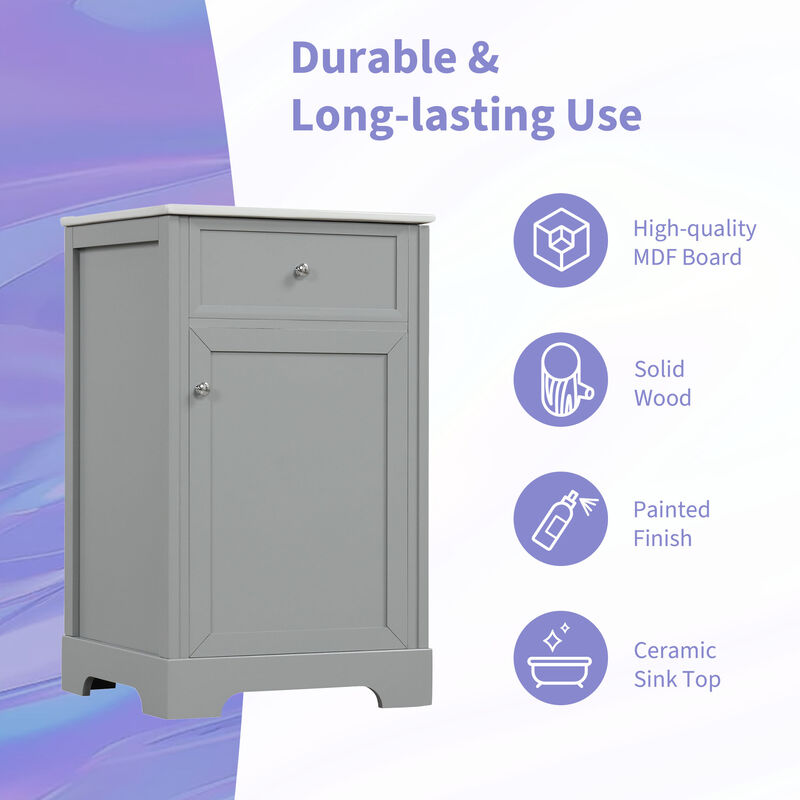 Whisen Minimalist Bathroom Vanity with Sink, Bathroom Cabinet with Soft Closing Door, Storage Rack and Adjustable Shelf - Black