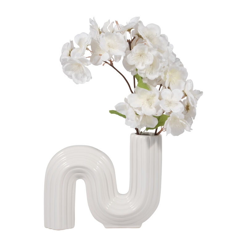 Cer, 6" Loopy Vase, White image number 3