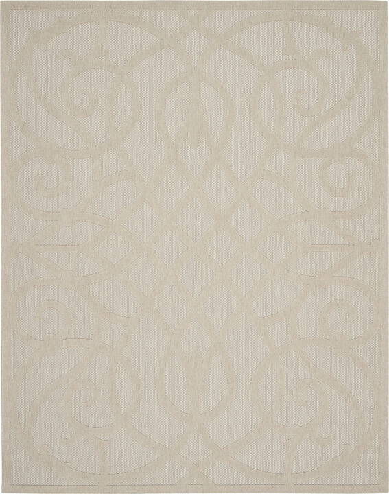 HomeRoots 7' X 10' Cream And Beige Trellis Indoor Outdoor Area Rug