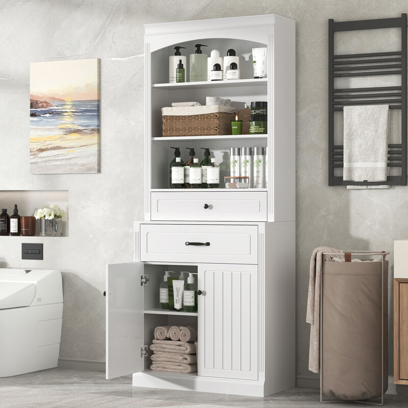 Merax White Bathroom Storage Cabinet with Two Doors