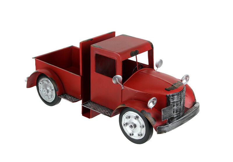 Vintage Red Pickup Truck Weathered Finish Metal Bookends Front and Back image number 0