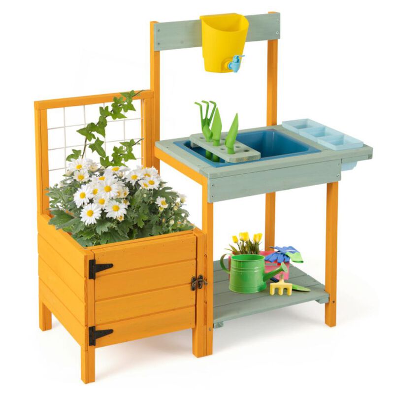 Hivvago Kids Outdoor Potting Bench with See-Through Window