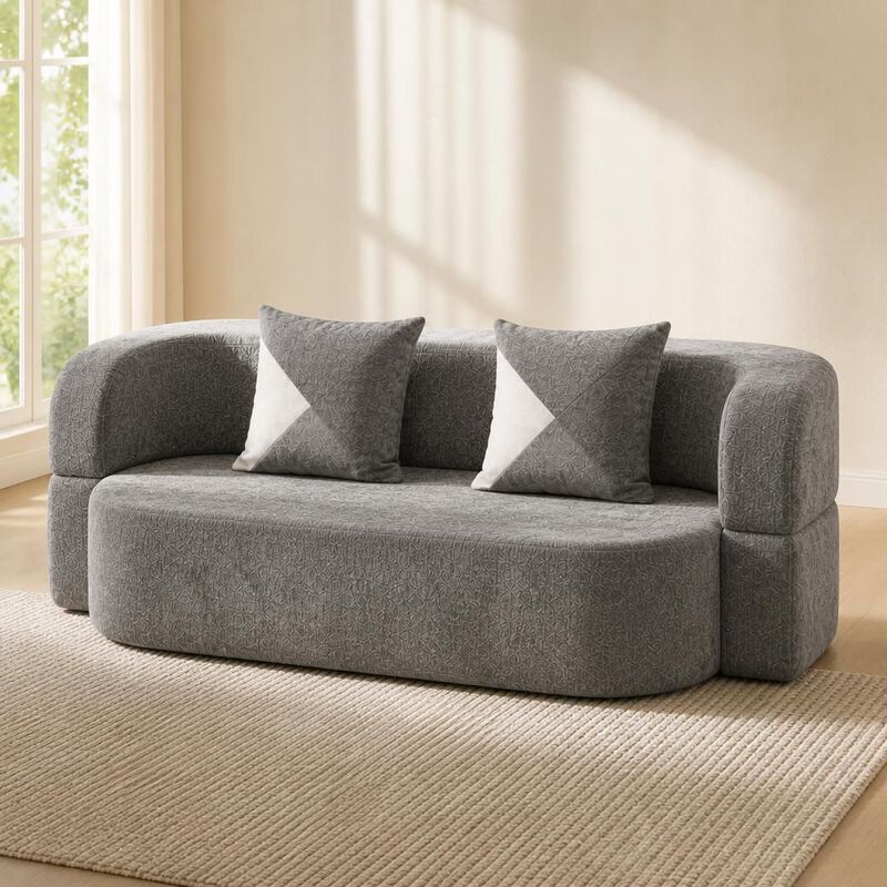 GOODSILO Convertible Eggshell Sleeper Sofa Bed with Plush Upholstery and 33D High Density Foam for Small Space Living Rooms Bedrooms Apartments image number 2