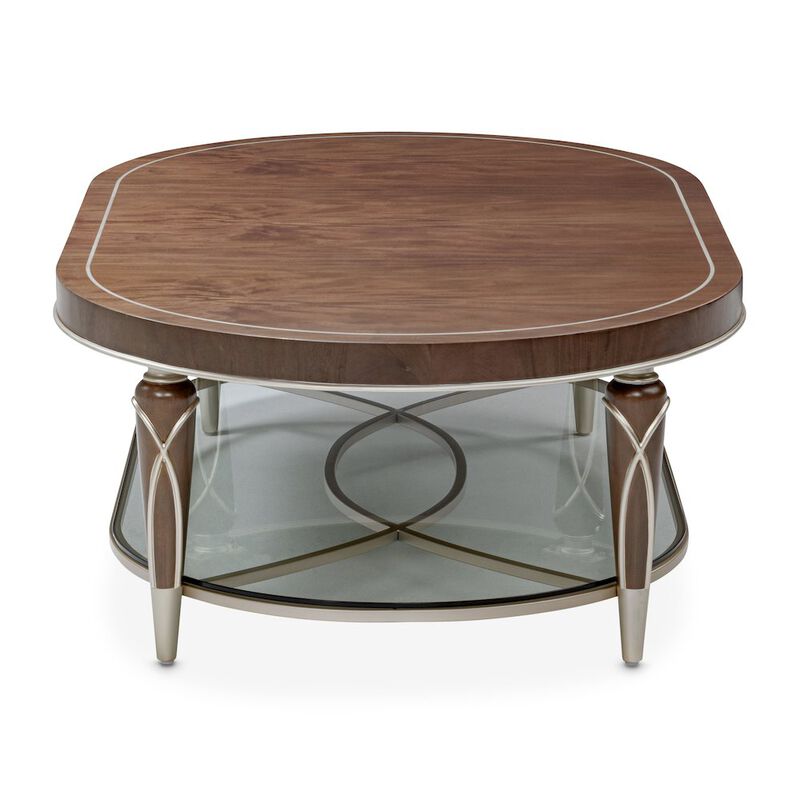 Michael Amini Villa Cherie Oval Cocktail Table - Hazelnut