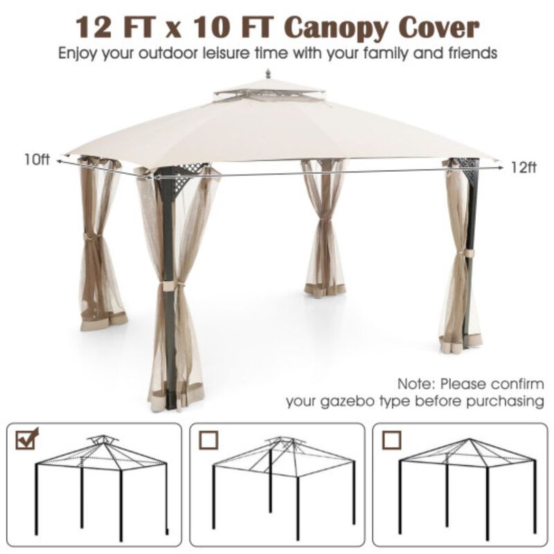 Gazebo Replacement Top with Air Vent and Drainage Holes