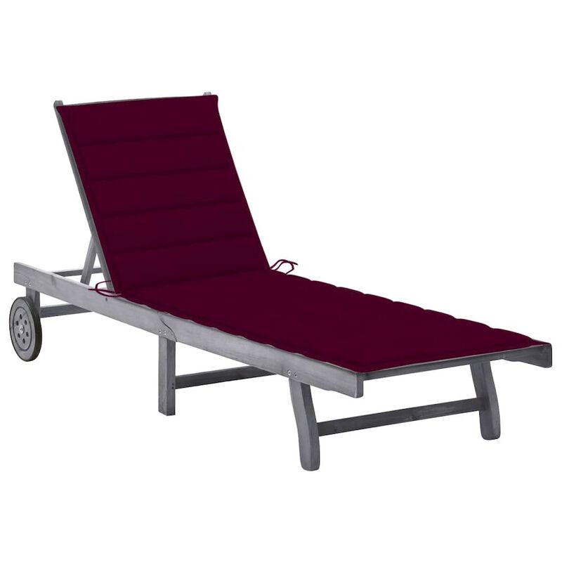 Sunlounger Grey Solid acacia wood Standard size loungers