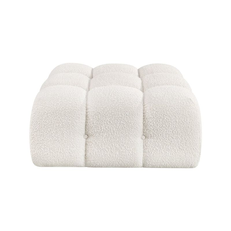 Meridian Furniture Ames Cream Boucle Fabric Ottoman