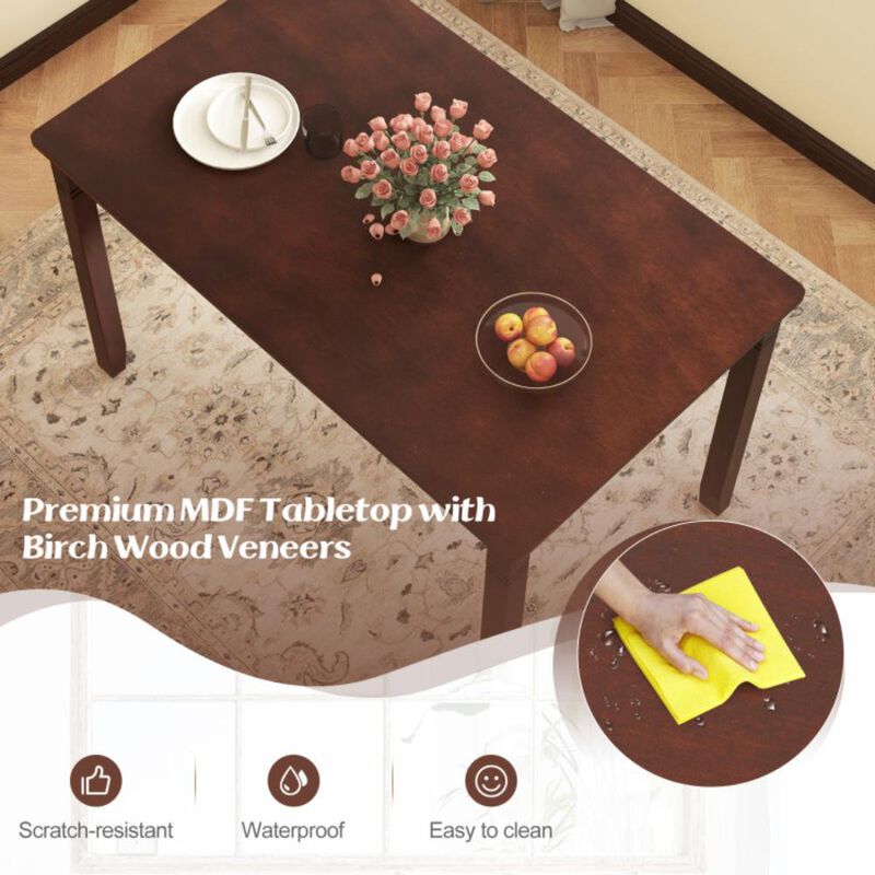 Hivvago Wooden Dining Table for 4 People Rectangular Kitchen Table with Rubber Wood Legs.