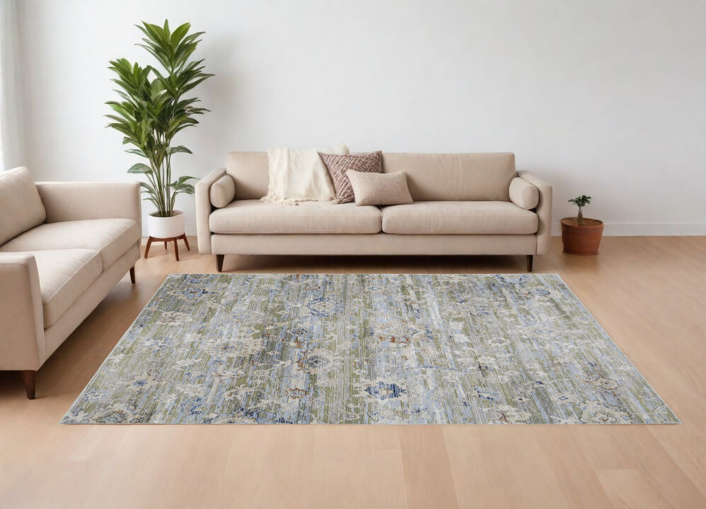 HomeRoots Floral Power Loom Worn Faded Area Rug