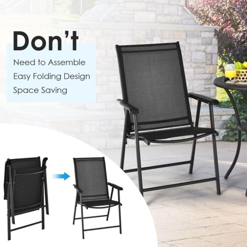 Hivvago Set of 2 Outdoor Patio Folding Chair with Ergonomic Armrests