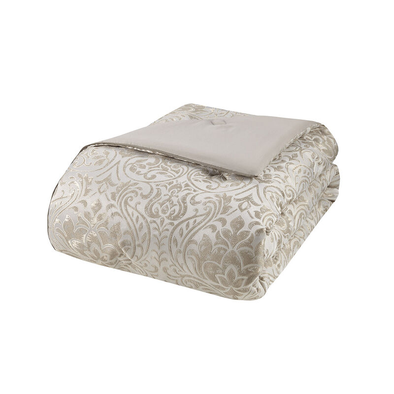Gracie Mills Elroy 12-Piece Metallic Jacquard Comforter Set with Bed Sheets