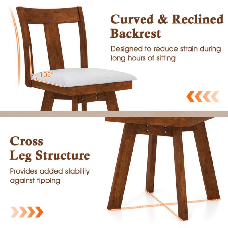 Hivvago Set of 2 Swivel Dining Room Chairs with Rubber Wood Frame