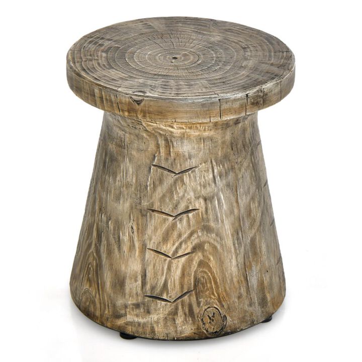 Hivvago Weather Resident Rock End Table with Wood Grain for Living Room