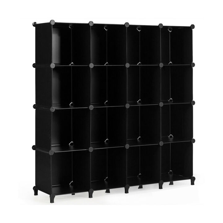 16 Cubes Plastic Storage Organizer with Rustproof Steel Frame-Black
