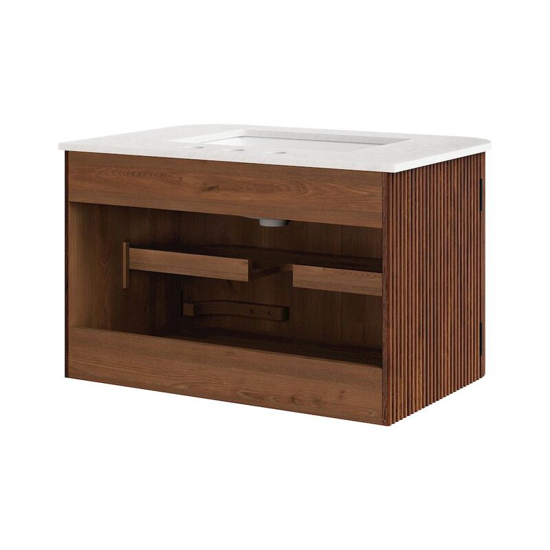 Zia 30" Wall-Mount Bathroom Vanity with Marble Sink image number 4