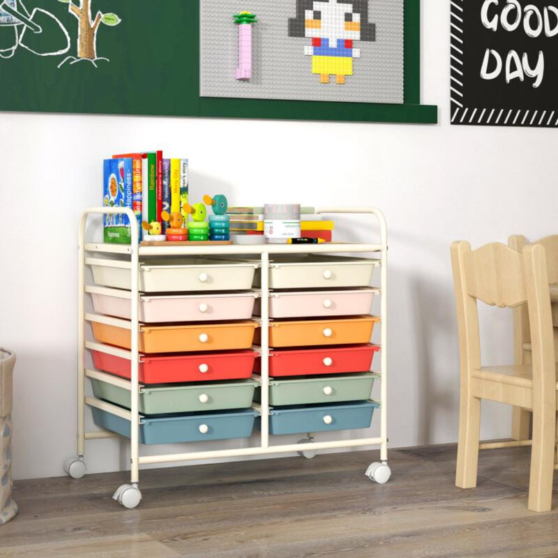 Hivvago 12 Drawers Rolling Storage Cart for Home and Office